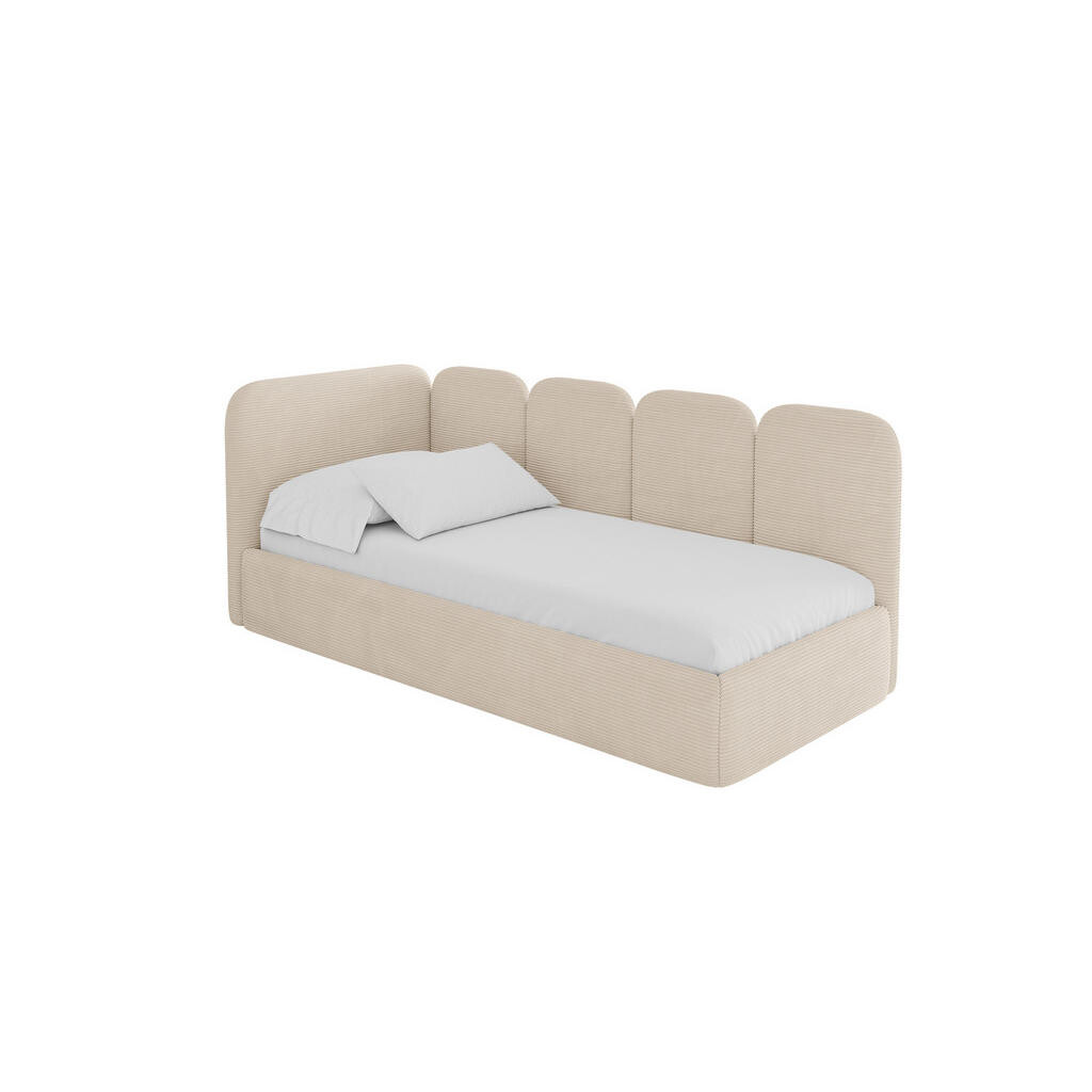 ALTDECOR JEDNOLŮŽKOVÁ POSTEL pro mládež s úložným prostorem a matrací H3/H4, vpravo - VELY 90x200 béžová