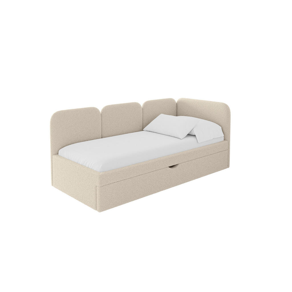 ALTDECOR JEDNOLŮŽKOVÁ POSTEL pro mládež s úložným prostorem a matrací H3/H4, vlevo - ALVY 80x200 tmavě béžová