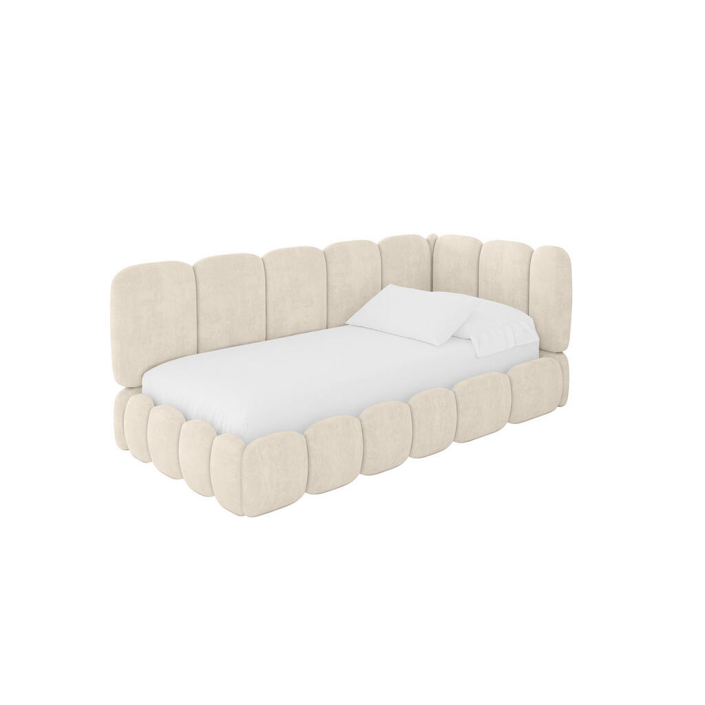 ALTDECOR JEDNOLŮŽKOVÁ POSTEL pro mládež s úložným prostorem a matrací H3/H4, vlevo - AVRY 90x200 béžová