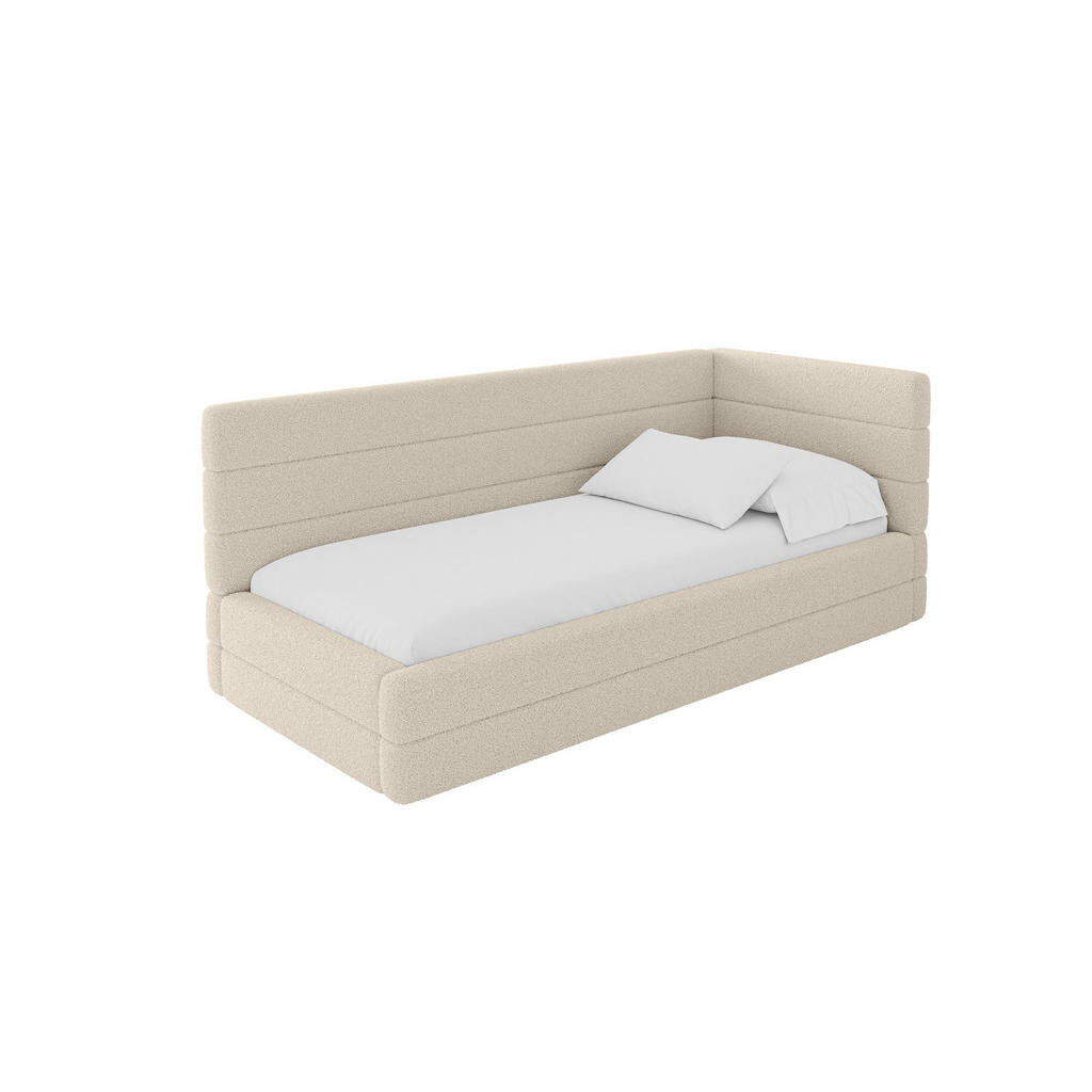 ALTDECOR JEDNOLŮŽKOVÁ POSTEL pro mládež s úložným prostorem a matrací H3/H4, vlevo - BEMY 100x200 tmavě béžová