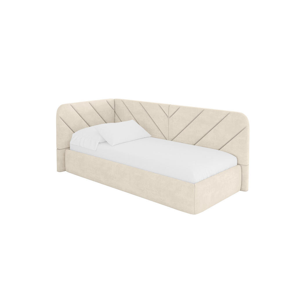 ALTDECOR JEDNOLŮŽKOVÁ POSTEL pro mládež s úložným prostorem, vpravo - FIKY 90x200 béžová
