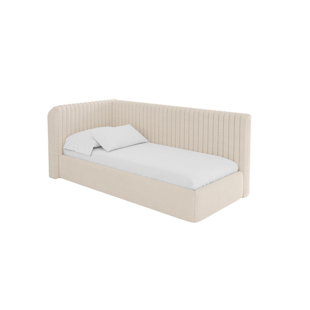 ALTDECOR JEDNOLŮŽKOVÁ POSTEL pro mládež s úložným prostorem, vpravo - AURY 100x200 béžová