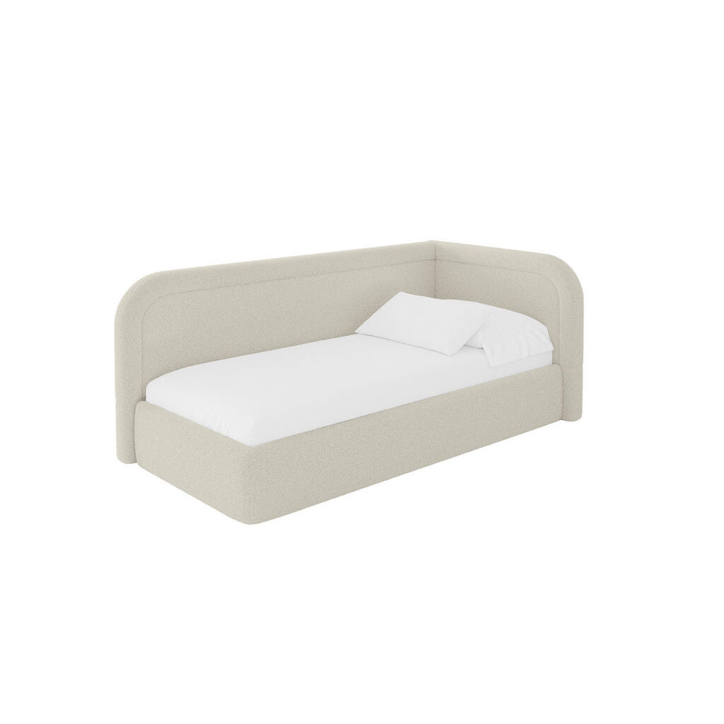 ALTDECOR JEDNOLŮŽKOVÁ POSTEL pro mládež s úložným prostorem a matrací H3/H4, vlevo - JOVY 90x200 béžová