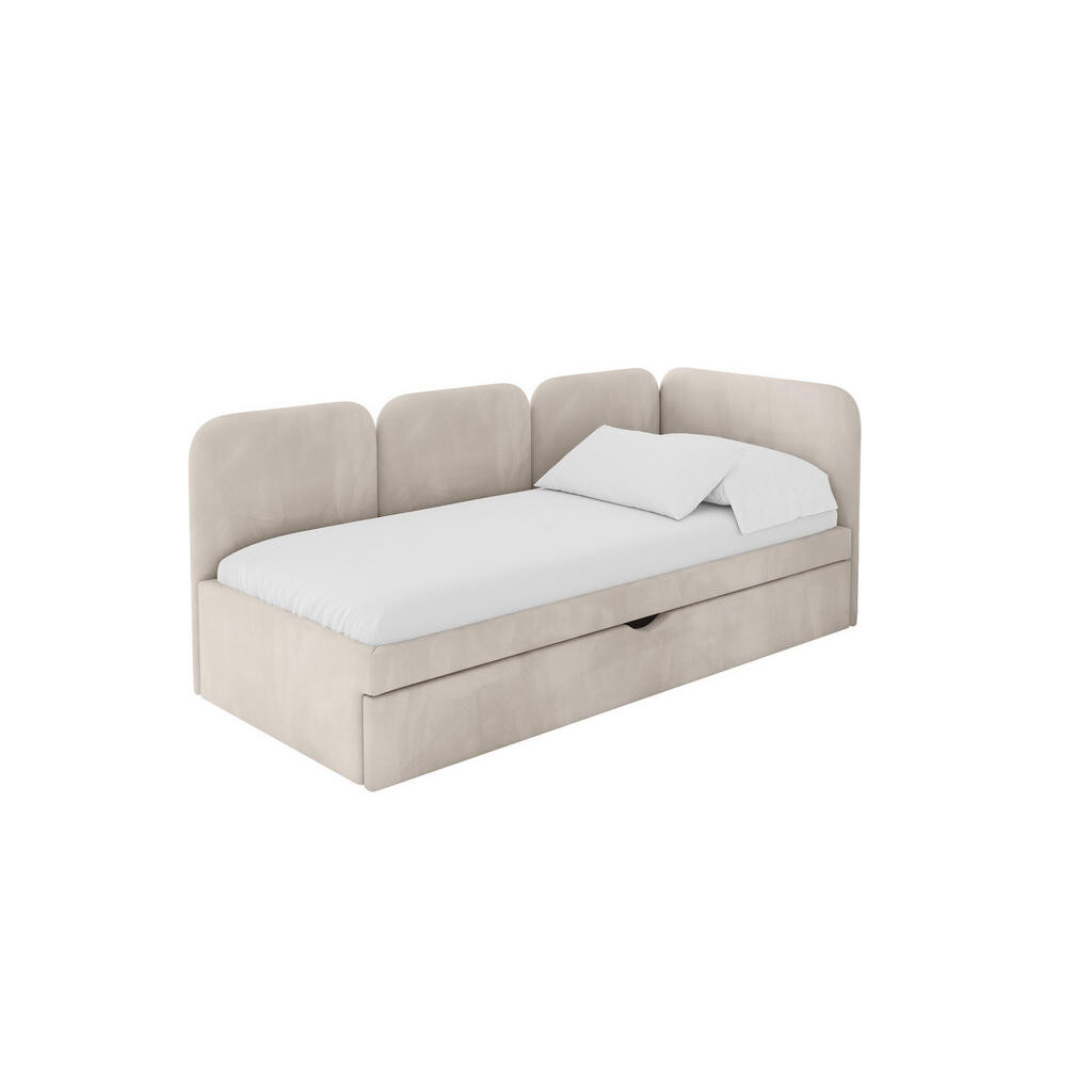 ALTDECOR JEDNOLŮŽKOVÁ POSTEL pro mládež s úložným prostorem a matrací H3/H4, vlevo - ALVY 90x200 béžová