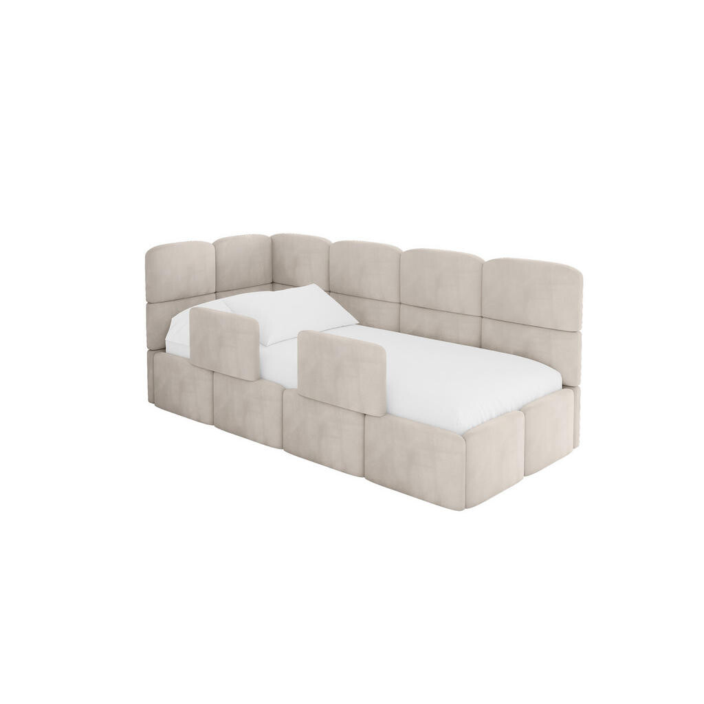 ALTDECOR JEDNOLŮŽKOVÁ POSTEL pro mládež s úložným prostorem a matrací H3/H4, vpravo - KIVY 80x200 béžová