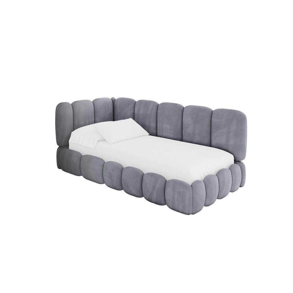 ALTDECOR JEDNOLŮŽKOVÁ POSTEL pro mládež s úložným prostorem a matrací H3/H4, vpravo - AVRY 90x200 šedá