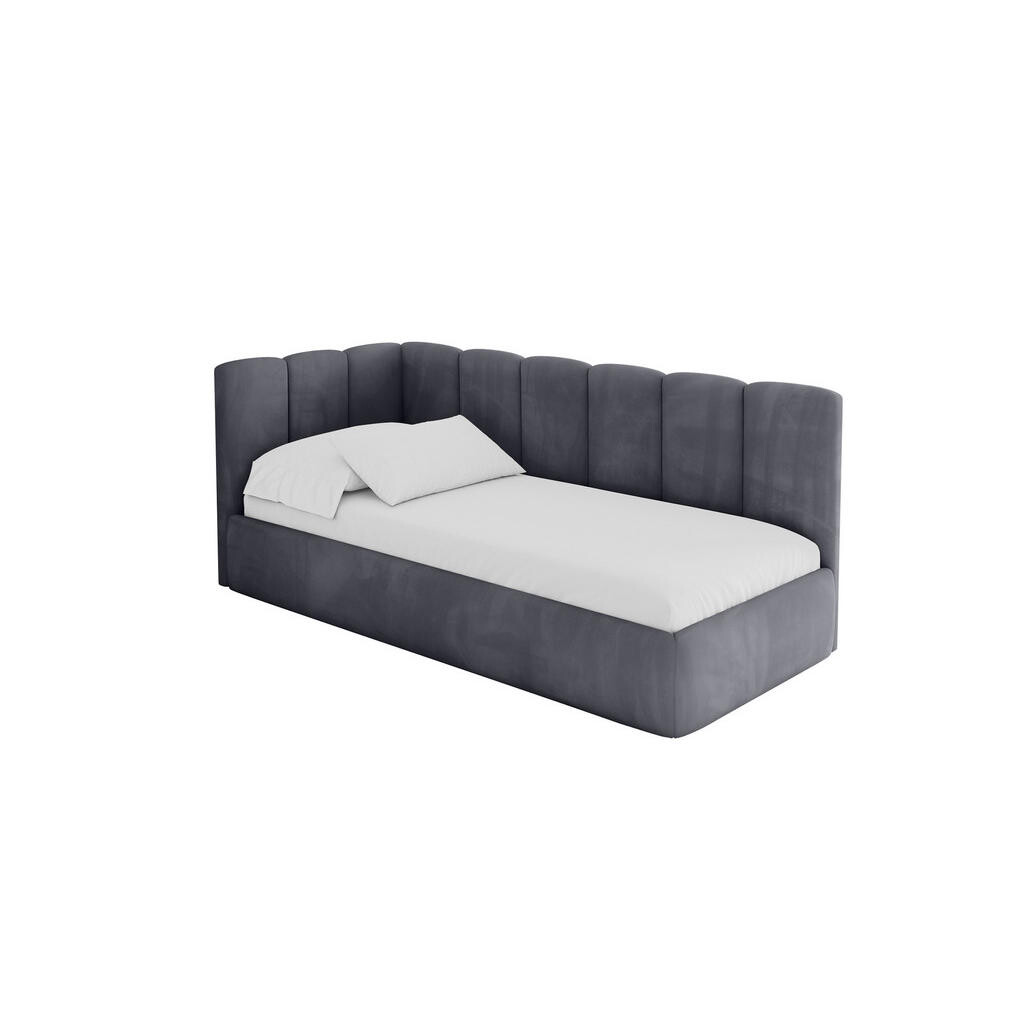 ALTDECOR JEDNOLŮŽKOVÁ POSTEL pro mládež s úložným prostorem a matrací H3/H4, vpravo - DEXY 90x200 tmavě šedá