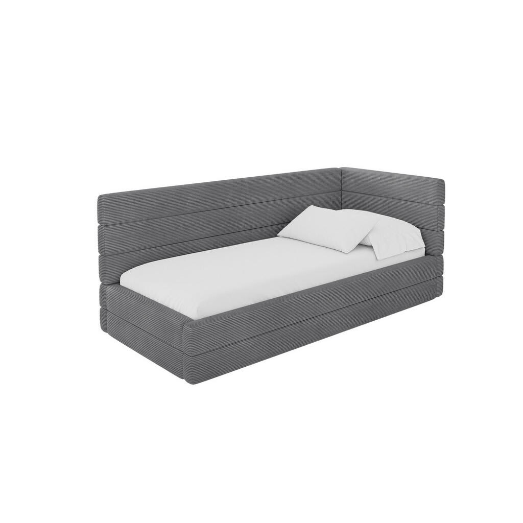 ALTDECOR JEDNOLŮŽKOVÁ POSTEL pro mládež s úložným prostorem, vlevo - BEMY 100x200 tmavě šedá