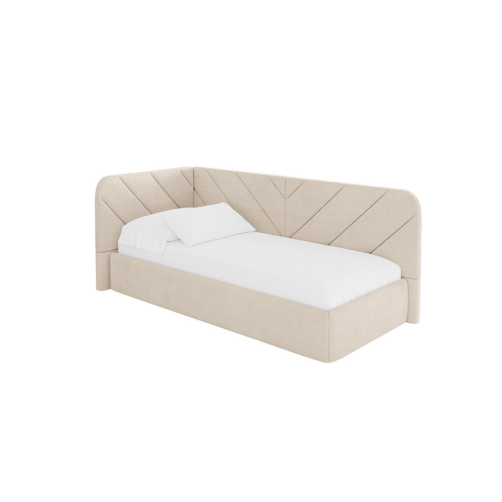 ALTDECOR JEDNOLŮŽKOVÁ POSTEL pro mládež s úložným prostorem a matrací H3/H4, vpravo - FIKY 90x200 béžová