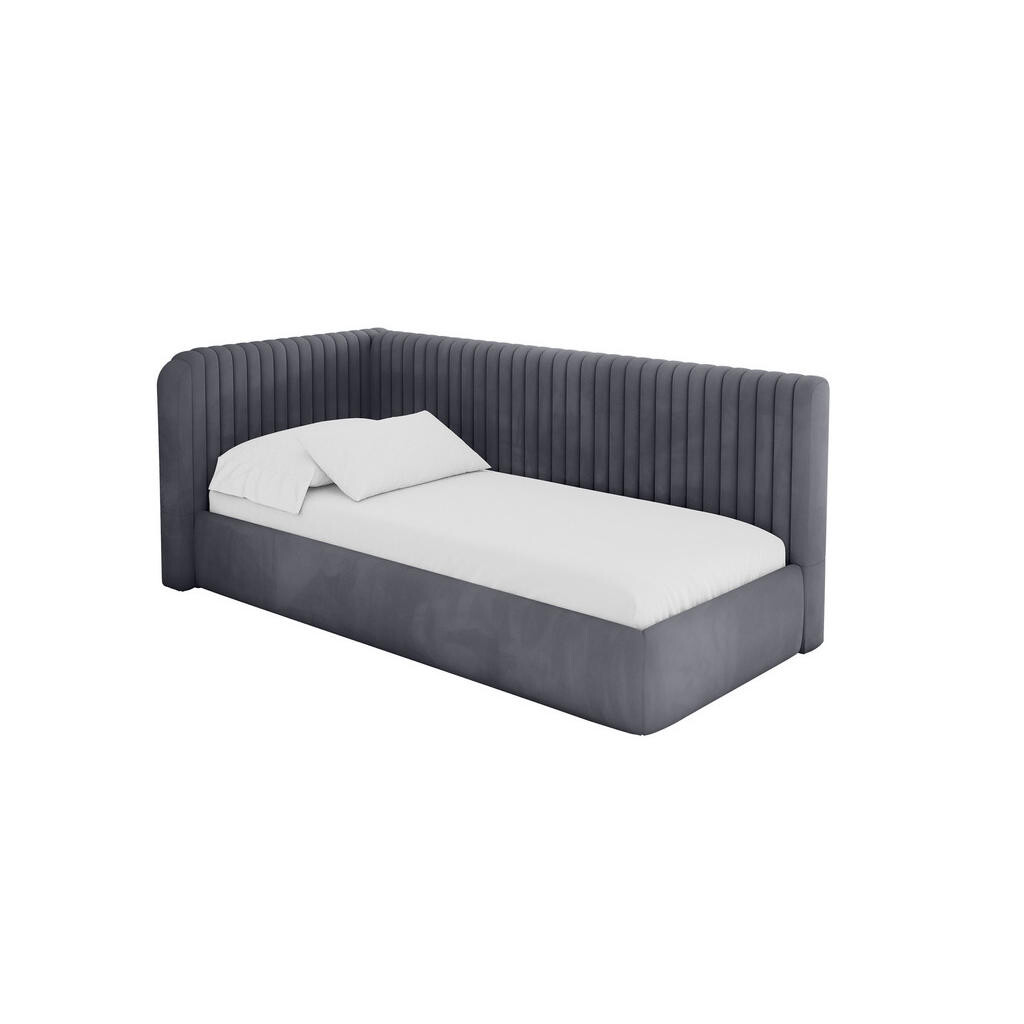ALTDECOR JEDNOLŮŽKOVÁ POSTEL pro mládež s úložným prostorem a matrací H3/H4, vpravo - AURY 100x200 tmavě šedá