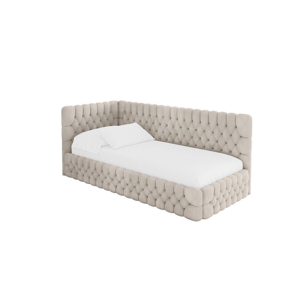 ALTDECOR JEDNOLŮŽKOVÁ POSTEL pro mládež s úložným prostorem a matrací H3/H4, vpravo - MULY 80x200 béžová