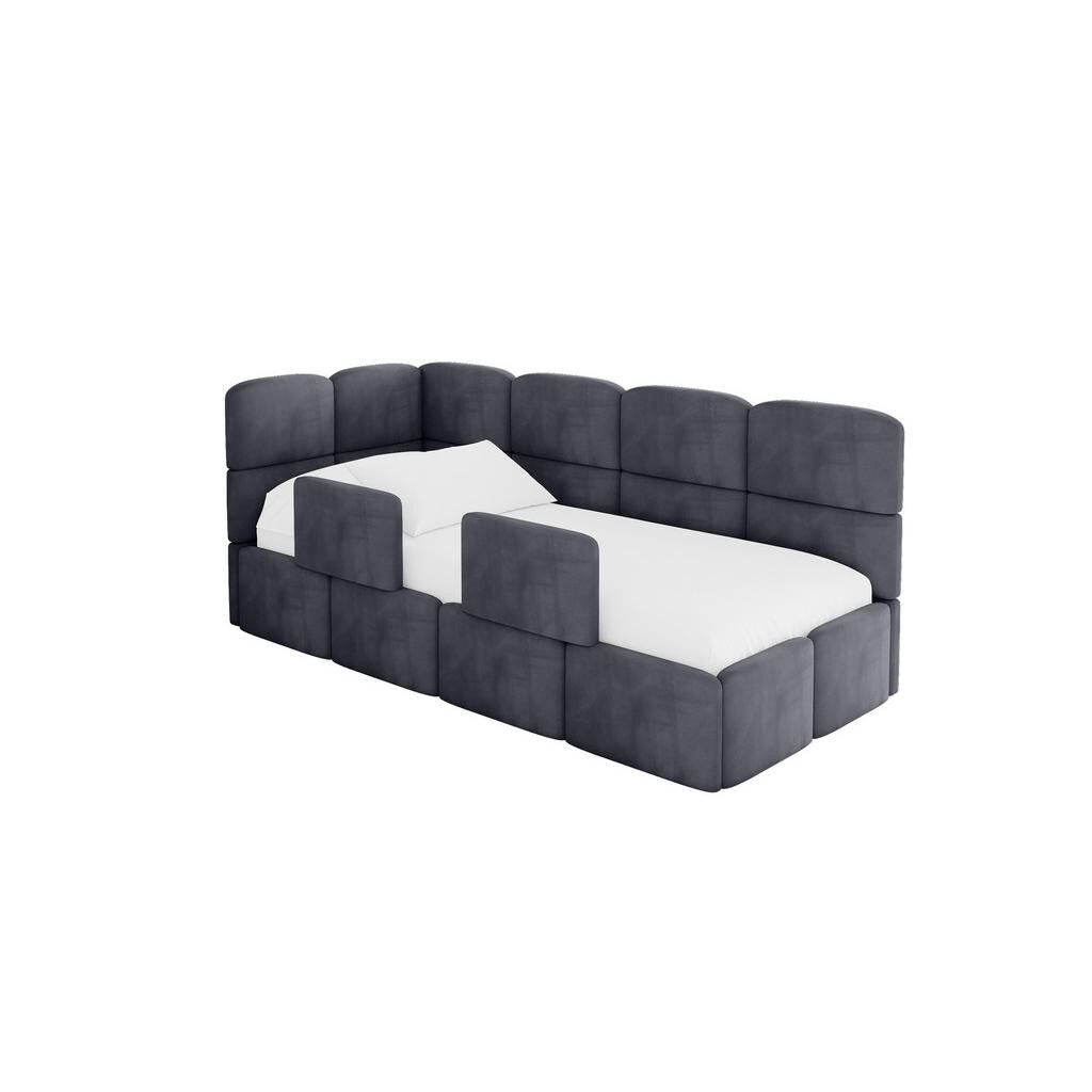 ALTDECOR JEDNOLŮŽKOVÁ POSTEL pro mládež s úložným prostorem a matrací H3/H4, vpravo - KIVY 90x200 tmavě šedá
