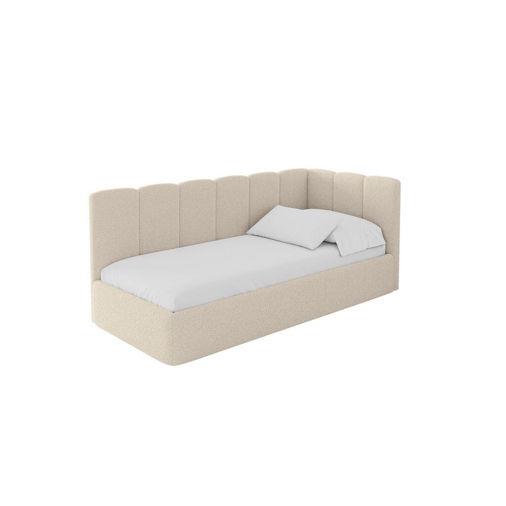 ALTDECOR JEDNOLŮŽKOVÁ POSTEL pro mládež s úložným prostorem a matrací H3/H4, vlevo - DEXY 100x200 tmavě béžová