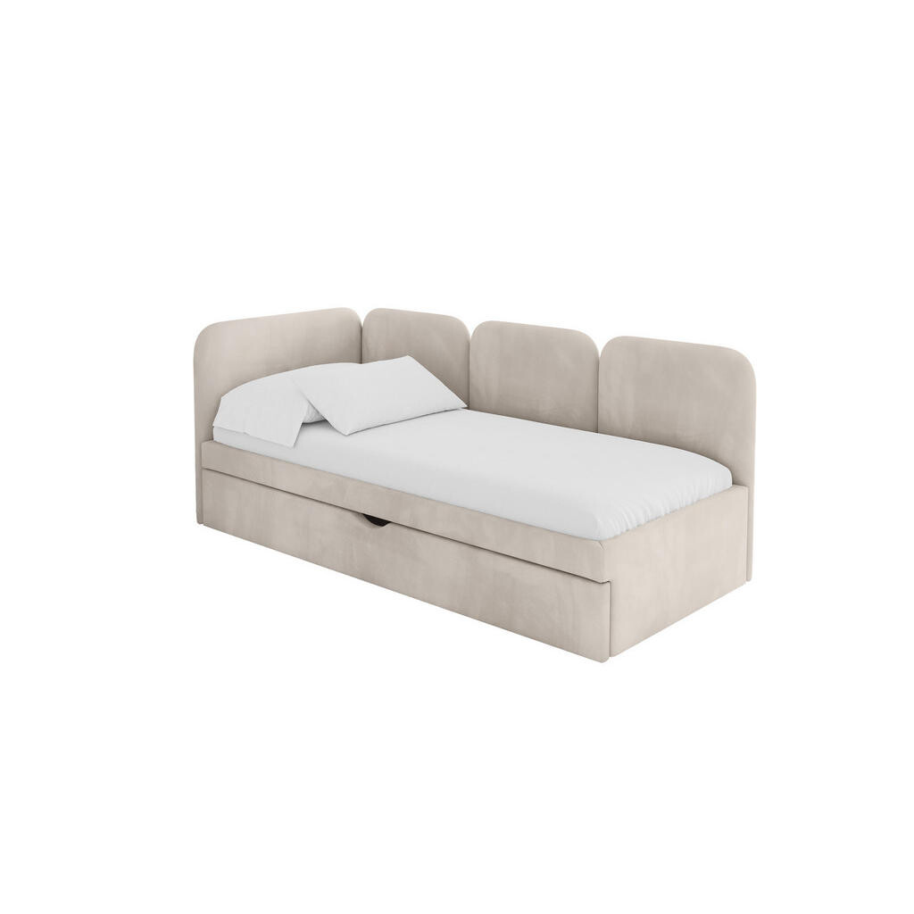 ALTDECOR JEDNOLŮŽKOVÁ POSTEL pro mládež s úložným prostorem a matrací H3/H4, vpravo - ALVY 80x200 béžová