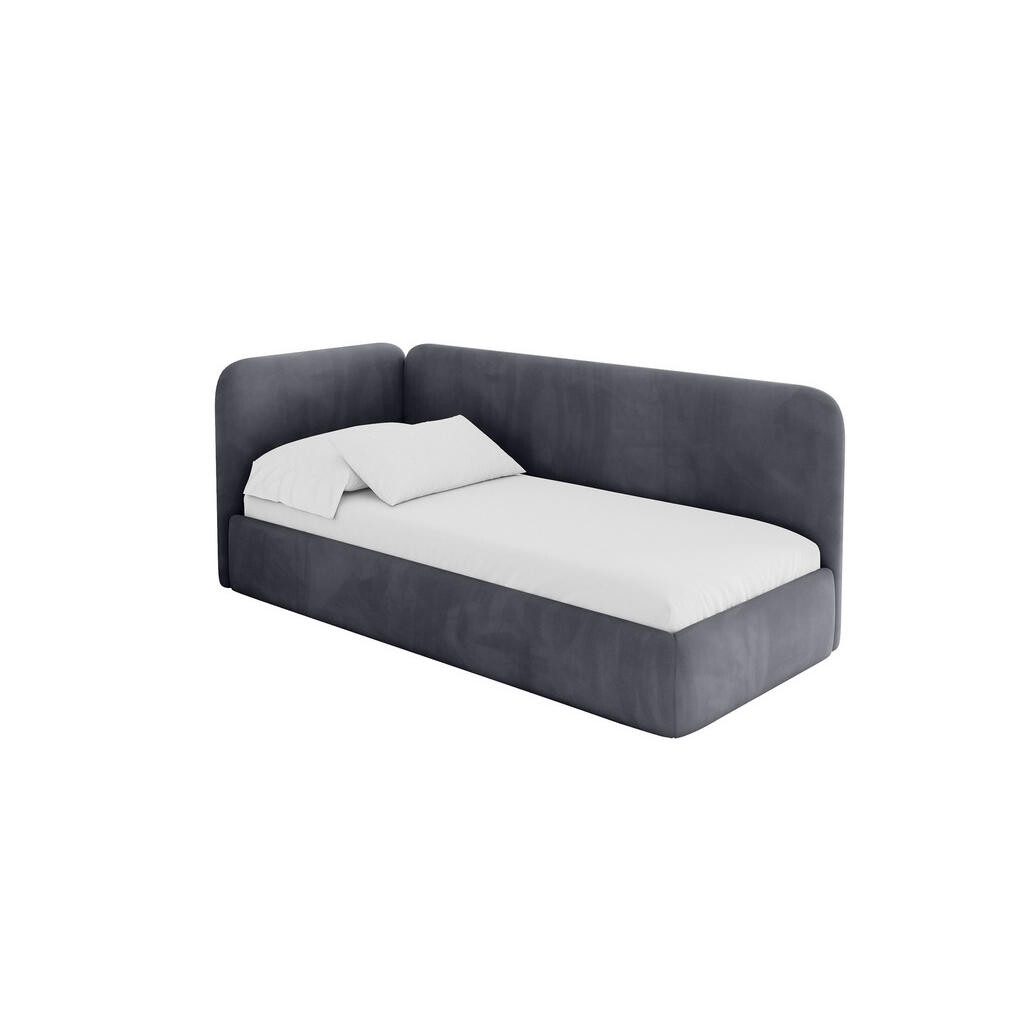 ALTDECOR JEDNOLŮŽKOVÁ POSTEL pro mládež s úložným prostorem a matrací H3/H4, vpravo - ELSY 90x200 tmavě šedá