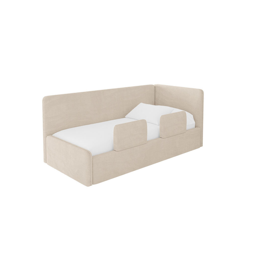ALTDECOR JEDNOLŮŽKOVÁ POSTEL pro mládež s úložným prostorem a matrací H3/H4, vlevo - NORY 90x200 béžová