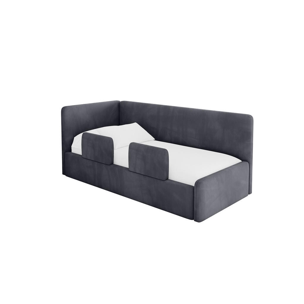 ALTDECOR JEDNOLŮŽKOVÁ POSTEL pro mládež s úložným prostorem a matrací H3/H4, vpravo - NORY 80x200 tmavě šedá
