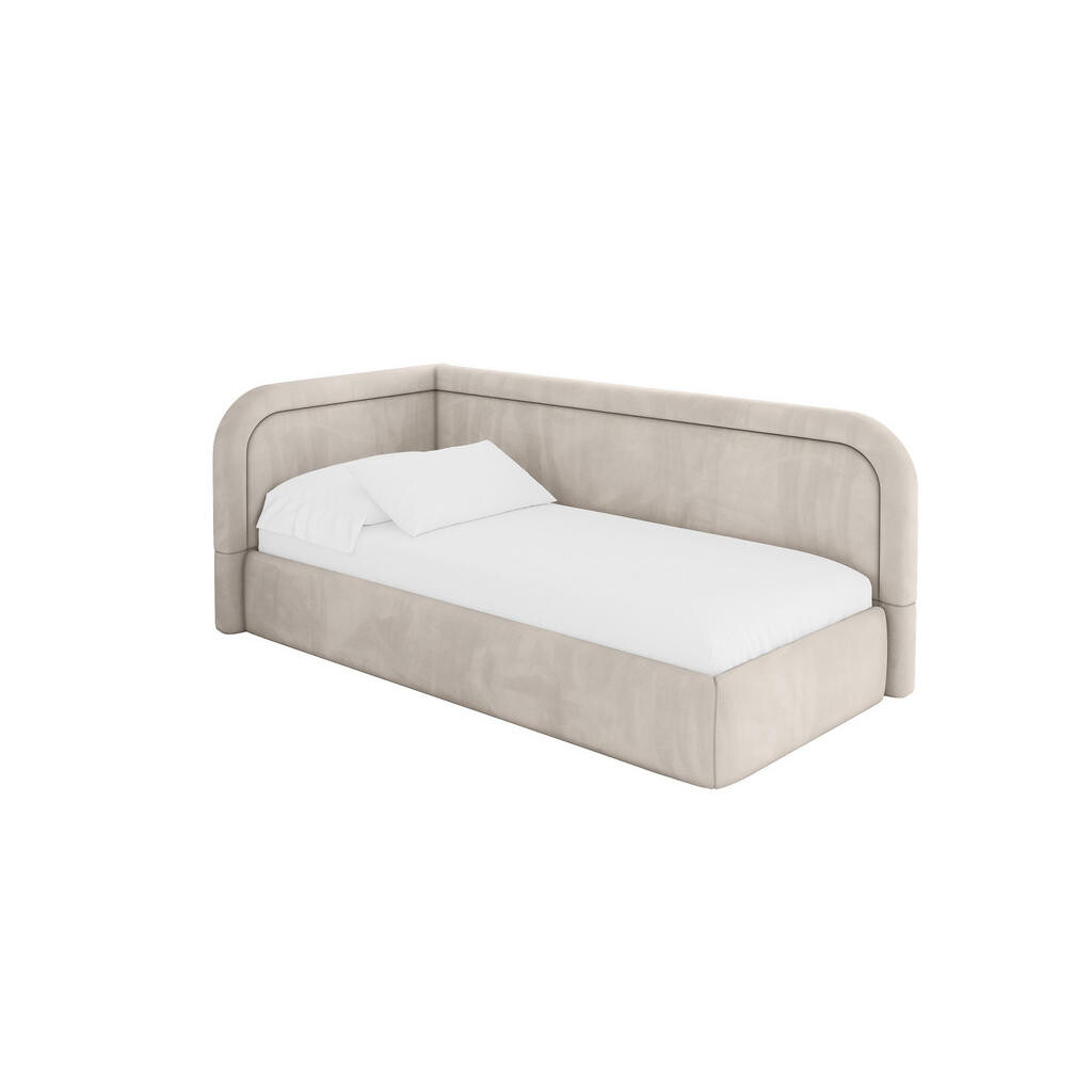 ALTDECOR JEDNOLŮŽKOVÁ POSTEL pro mládež s úložným prostorem a matrací H3/H4, vpravo - JOVY 100x200 béžová
