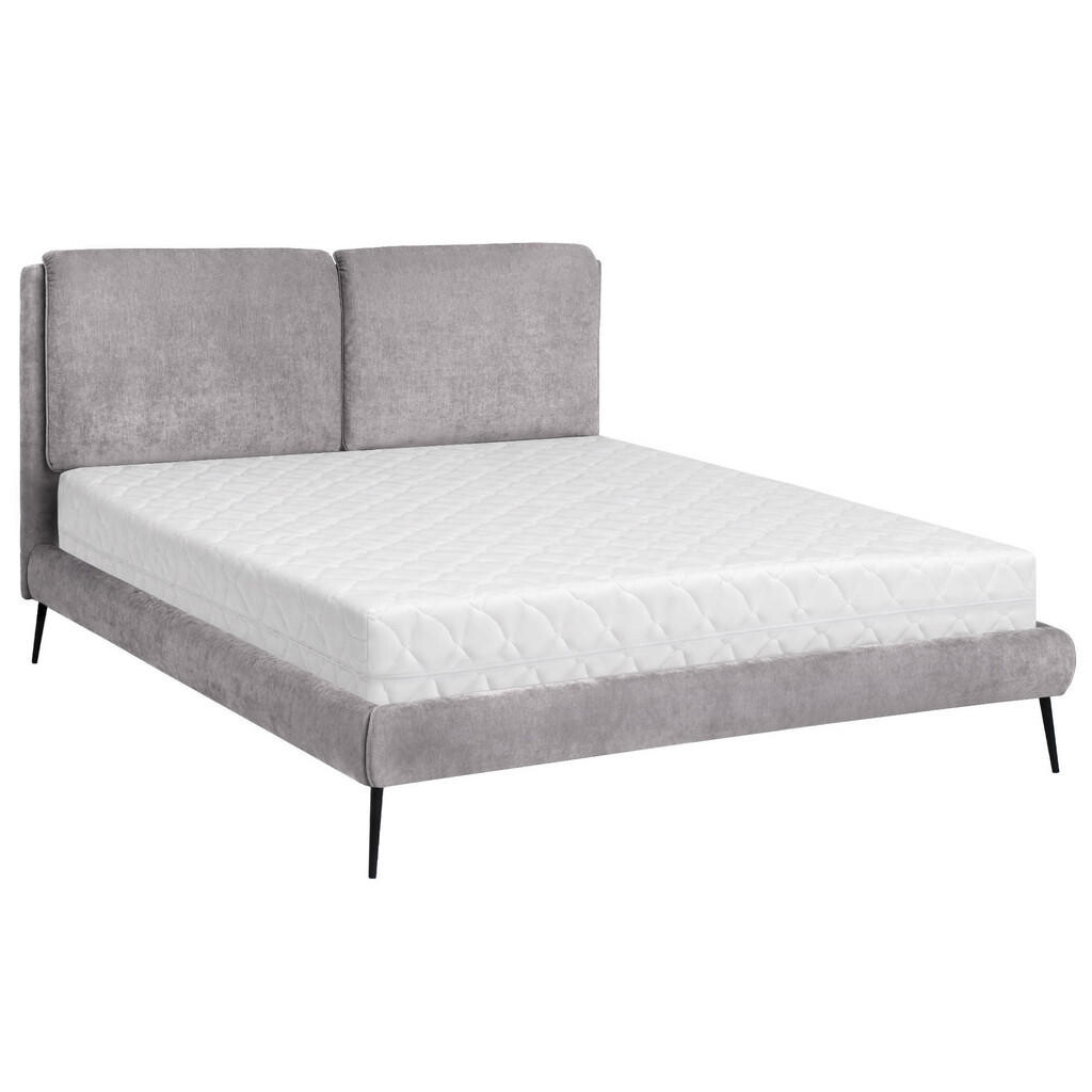 Beautysofa ČALOUNĚNÁ POSTEL Nuit, dvoulůžko 160x200 cm s taštičkovou matrací 26 cm, žinylková látka, šedá