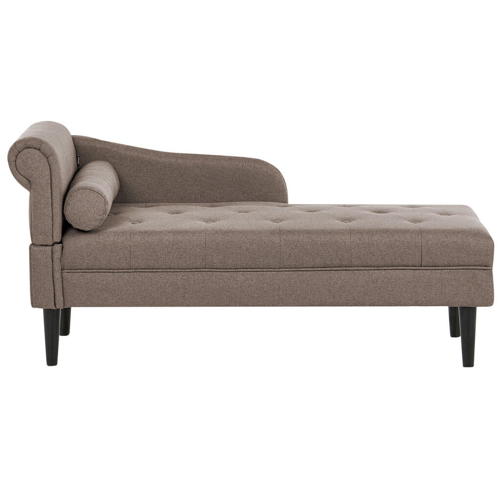 Beliani ČALOUNĚNÉ LEHÁTKO CHAISE LONGUE LEVOSTRANNÉ Látka Taupe Yvoire