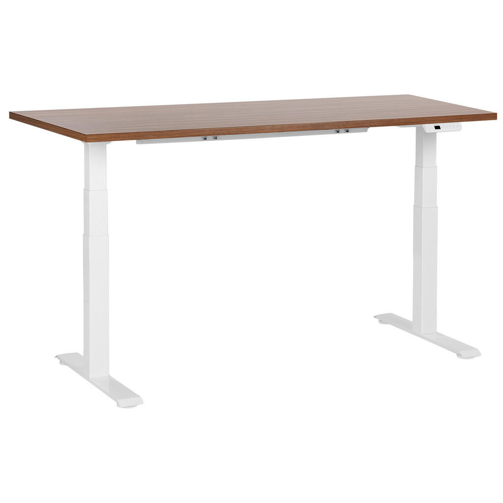 Beliani PSACÍ STŮL hnědobílý 160/72 cm elektrický výškově nastavitelný Destin III