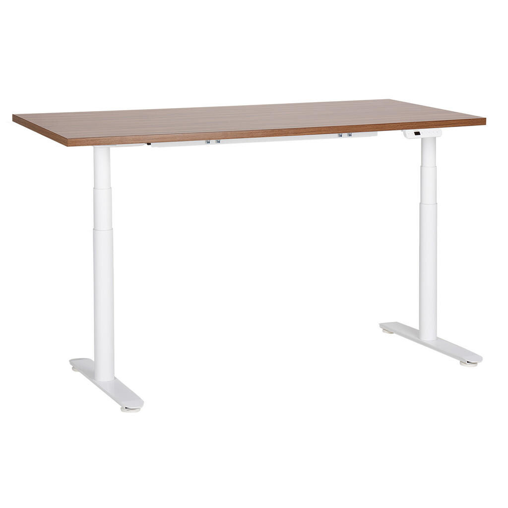 Beliani PSACÍ STŮL hnědobílý 160/72 cm elektrický výškově nastavitelný Destin IV