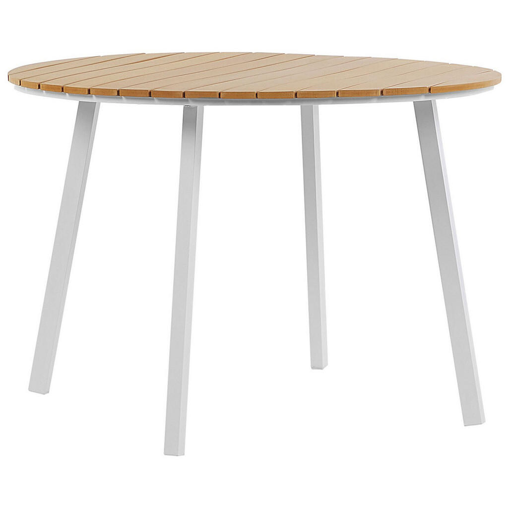 Beliani ZAHRADNÍ STŮL Hliník světlejší Odstín dřeva/bílý 105 cm Cavoli