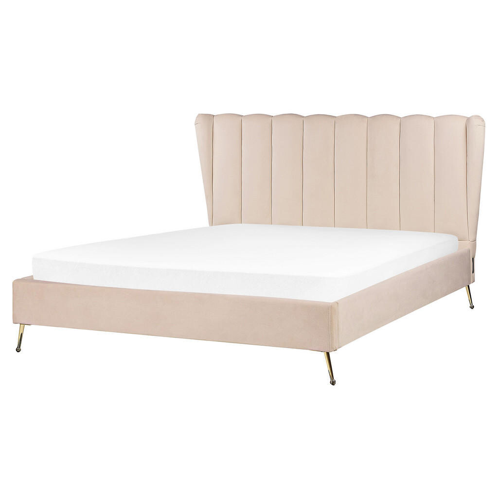 Beliani ČALOUNĚNÁ POSTEL 160/200 cm Béžová Miribel