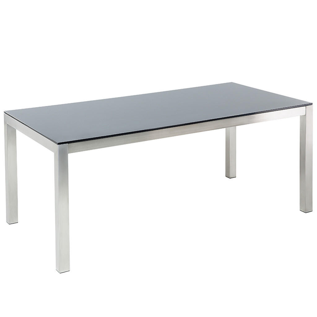Beliani ZAHRADNÍ STŮL Sklo černý 180/90 cm Grosseto