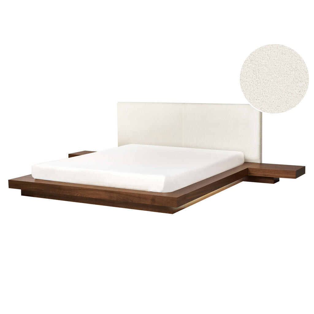 Beliani POSTEL s LED 160/200 cm MDF deska Hnědá Zen