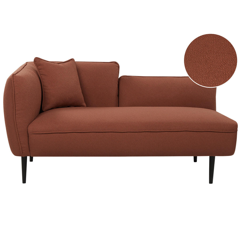 Beliani ČALOUNĚNÉ LEHÁTKO CHAISE LONGUE LEVOSTRANNÉ Bouclé Tmavě červené Chevannes