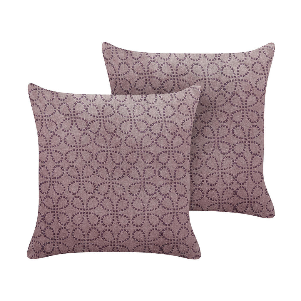 Beliani DEKORATIVNÍ POLŠTÁŘ sada 2 ks Růžový 45/45 cm Larkspur