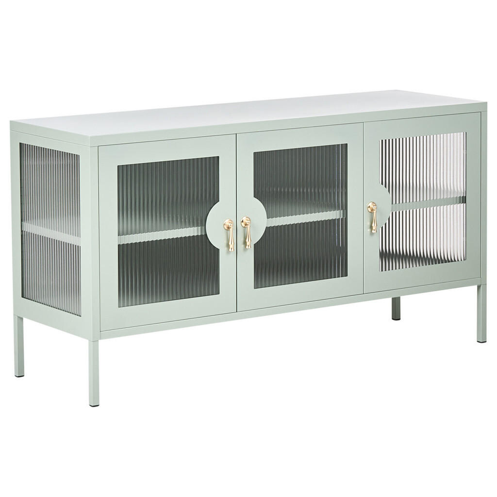 Beliani SIDEBOARD se 3 dveřmi Kov Mátově zelený Gleora