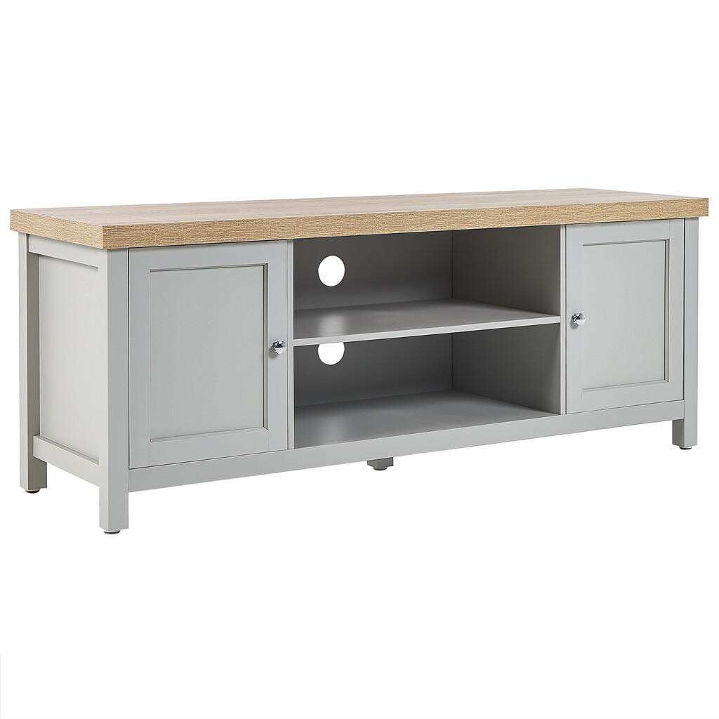 Beliani TV STOLEK Šedý HAMP 39/130/51 cm
