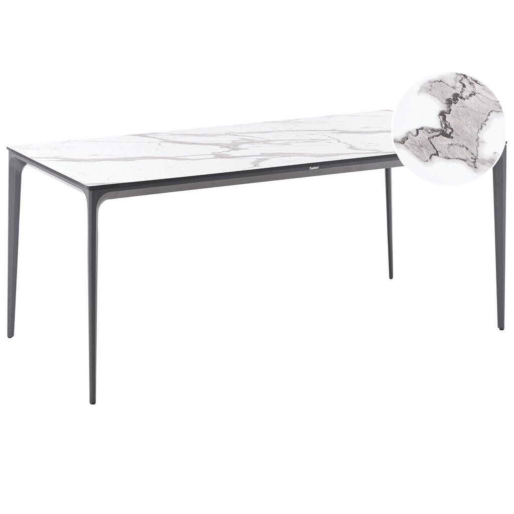 Beliani ZAHRADNÍ STŮL 180/90 cm Mramor Look Bílý Mramor Sovareto