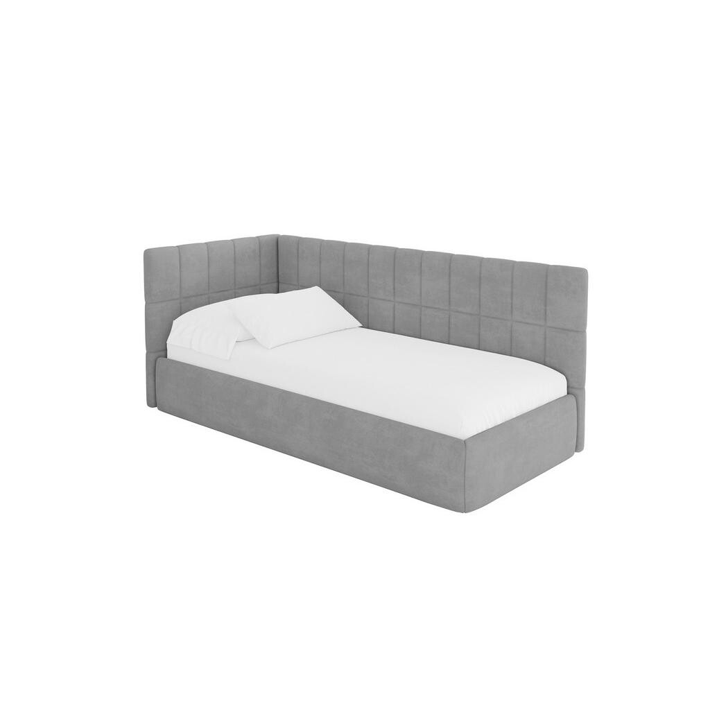 ALTDECOR JEDNOLŮŽKOVÁ POSTEL pro mládež s úložným prostorem a matrací H3/H4, vpravo - TULY 80x200 šedá