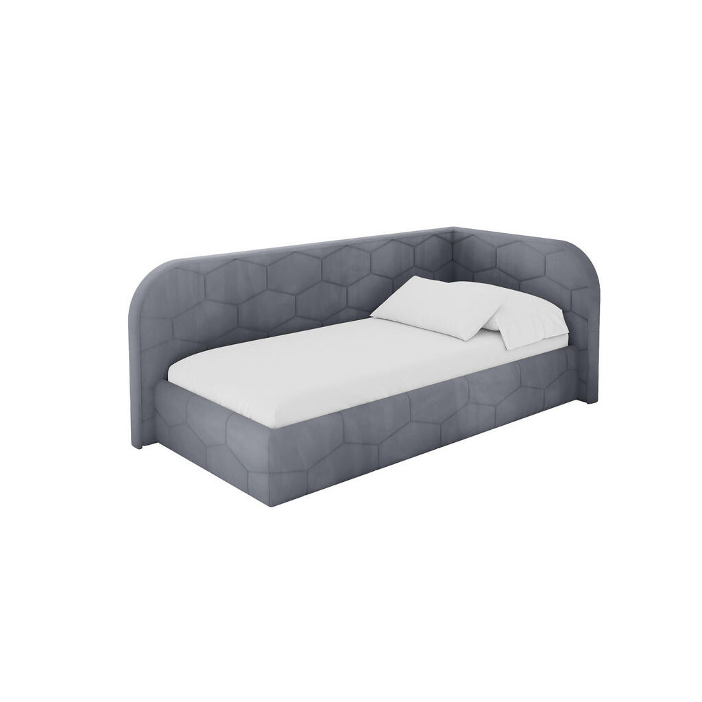 ALTDECOR JEDNOLŮŽKOVÁ POSTEL pro mládež s úložným prostorem a matrací H3/H4, vlevo - JAXY 100x200 šedá
