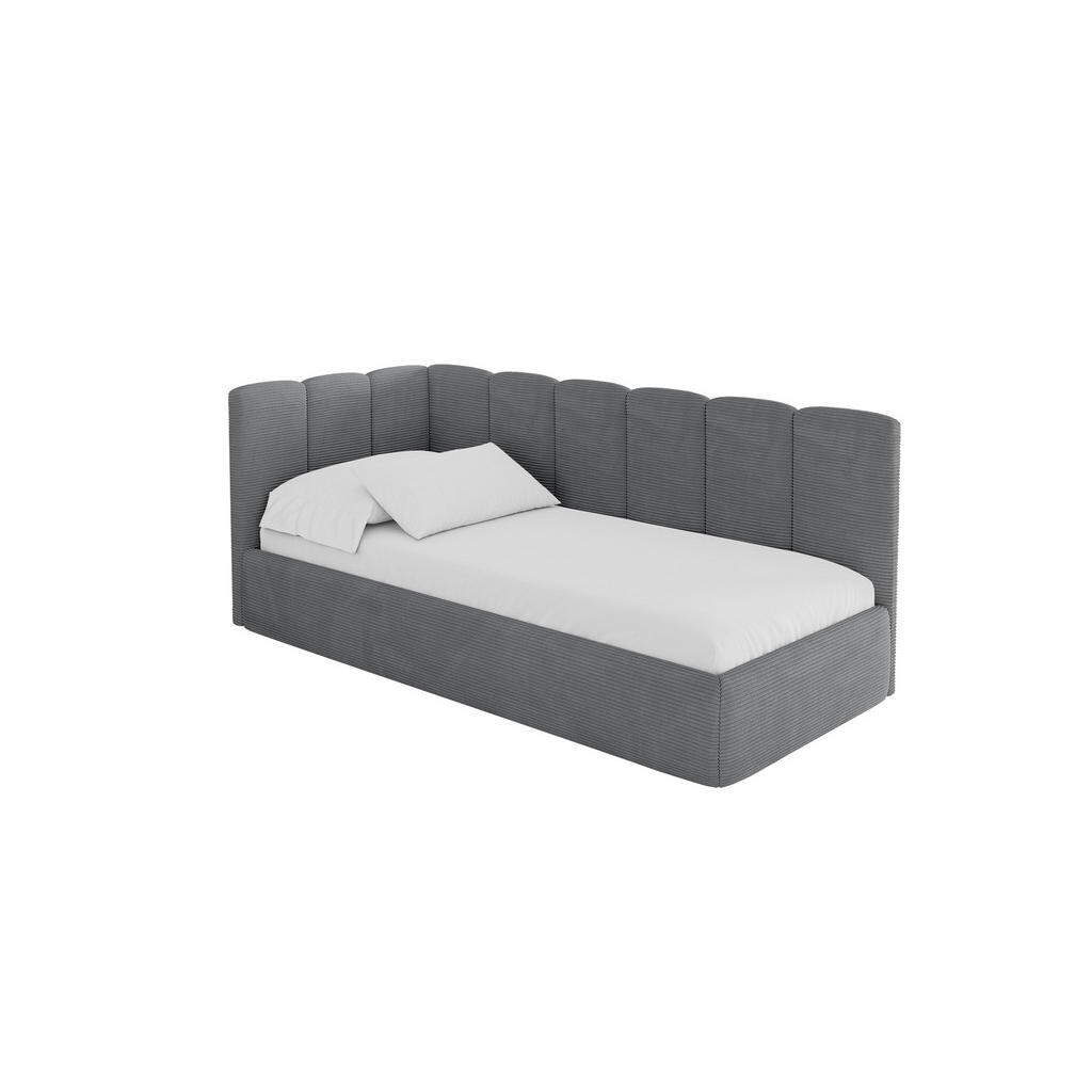 ALTDECOR JEDNOLŮŽKOVÁ POSTEL pro mládež s úložným prostorem, vpravo - DEXY 90x200 tmavě šedá