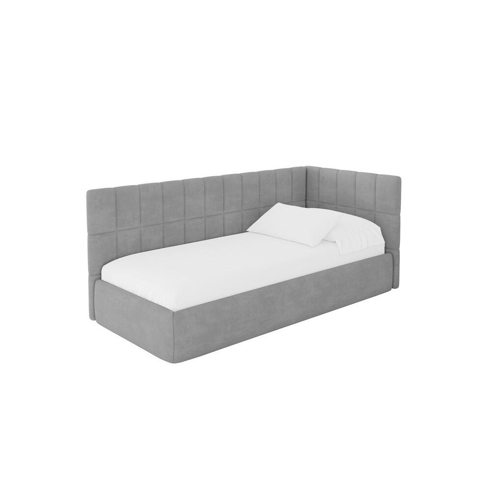 ALTDECOR JEDNOLŮŽKOVÁ POSTEL pro mládež s úložným prostorem a matrací H3/H4, vlevo - TULY 100x200 šedá