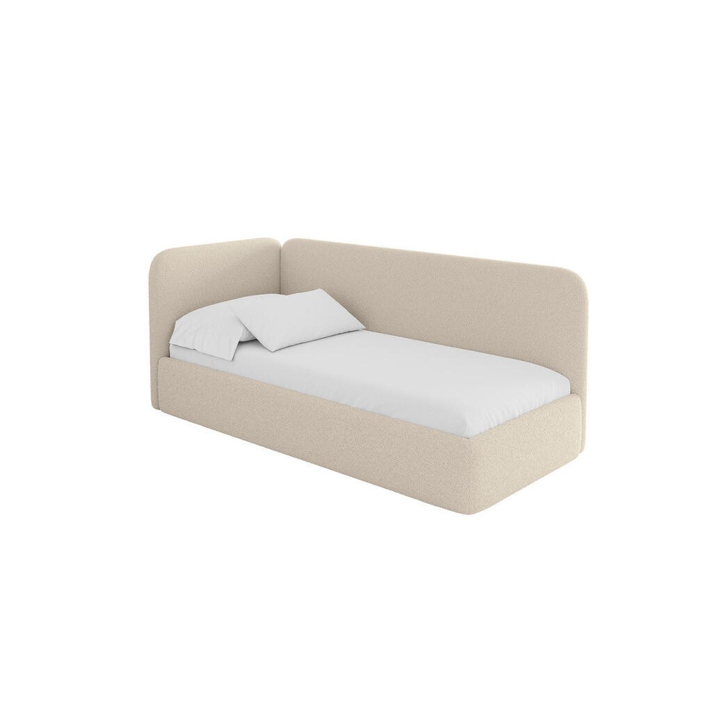 ALTDECOR JEDNOLŮŽKOVÁ POSTEL pro mládež s úložným prostorem a matrací H3/H4, vpravo - ELSY 90x200 tmavě béžová