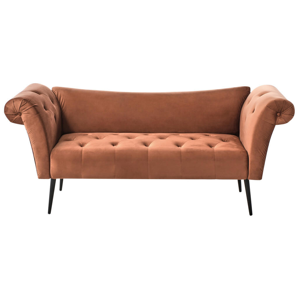 Beliani ČALOUNĚNÉ LEHÁTKO CHAISE LONGUE Sametová látka Zlatohnědé Nantilly