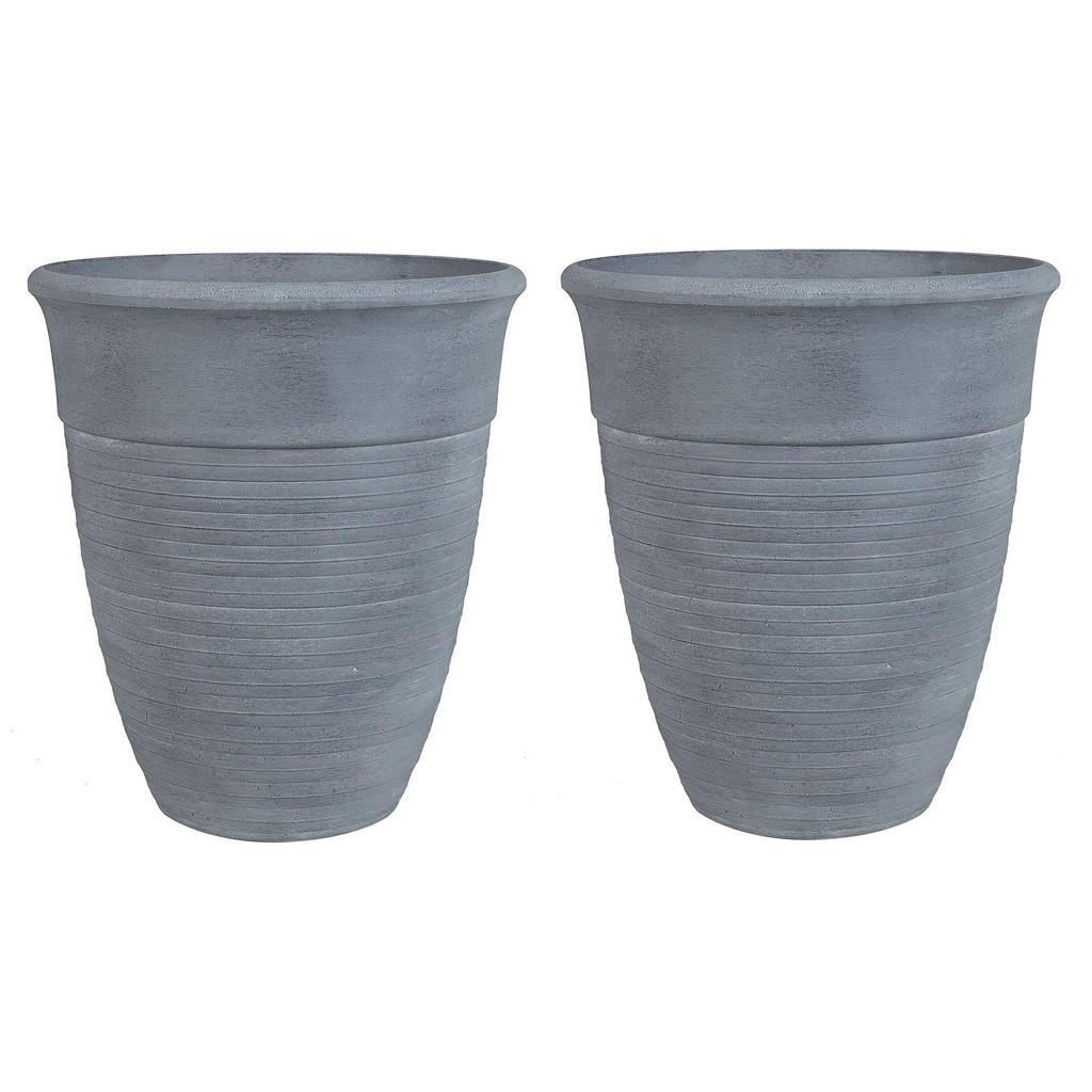 Beliani KVĚTINÁČ sada 2 ks šedý kulatý 43/43/49 cm Katalima