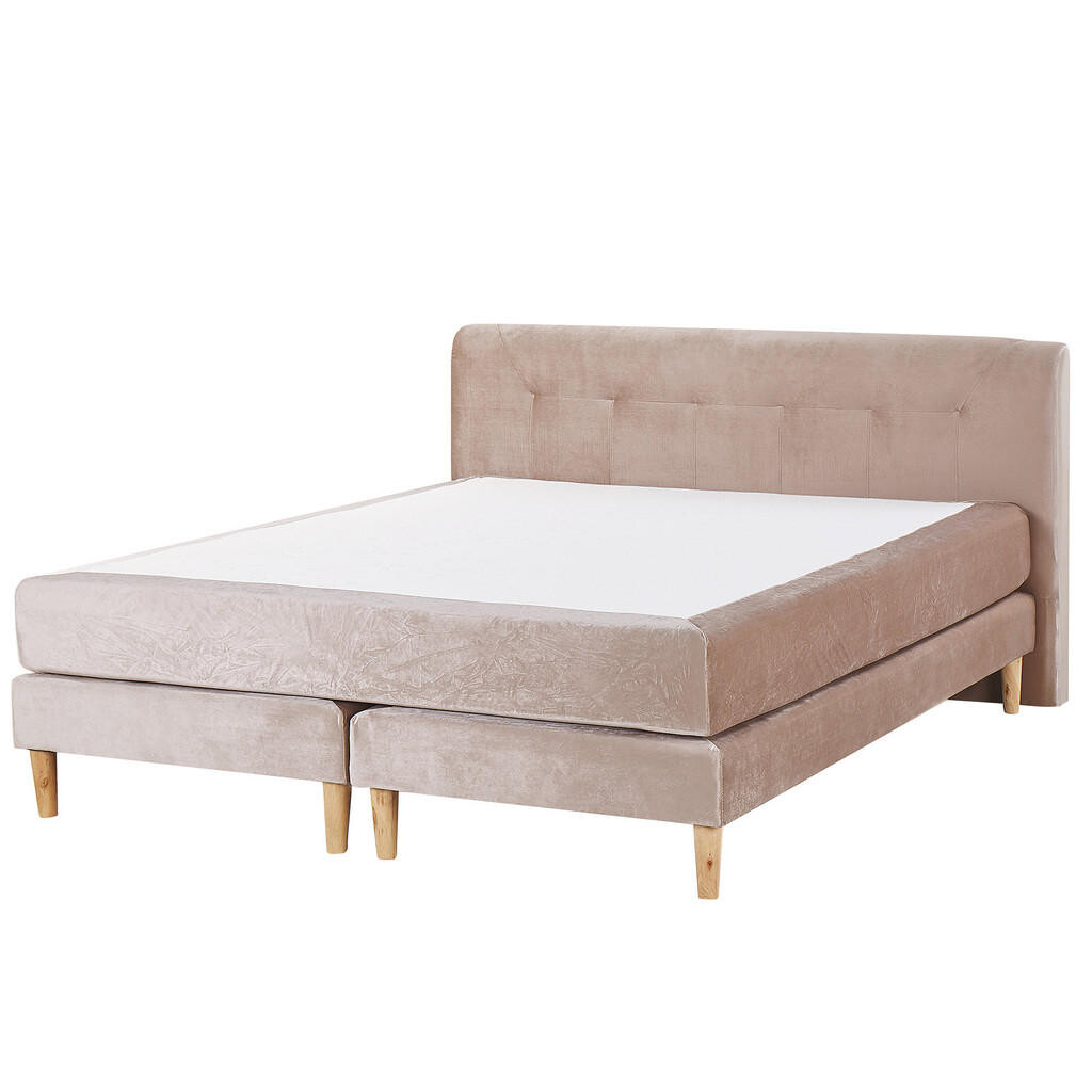 Beliani BOXSPRINGOVÁ POSTEL 160/200 cm Pastelově růžová Marquise