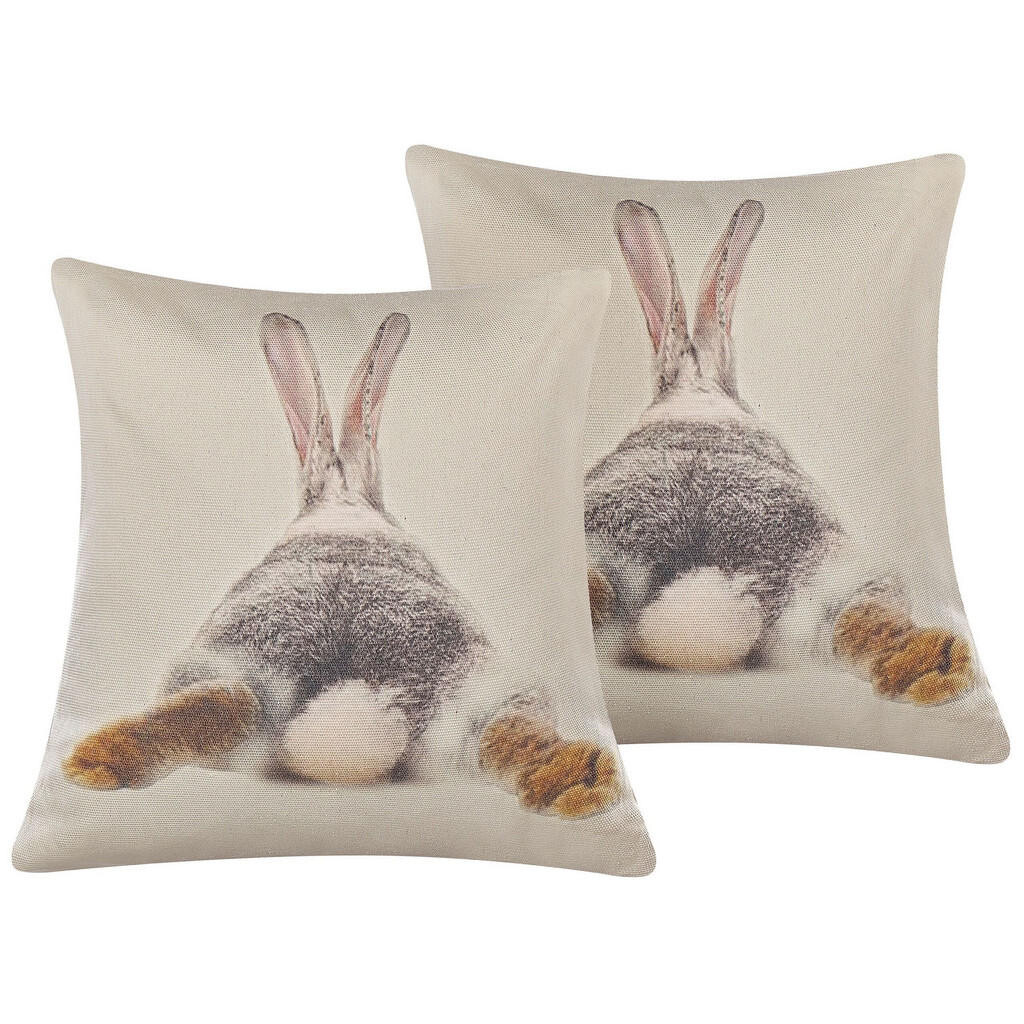 Beliani DEKORATIVNÍ POLŠTÁŘ sada 2 ks Taupe 45/45 cm Buxus