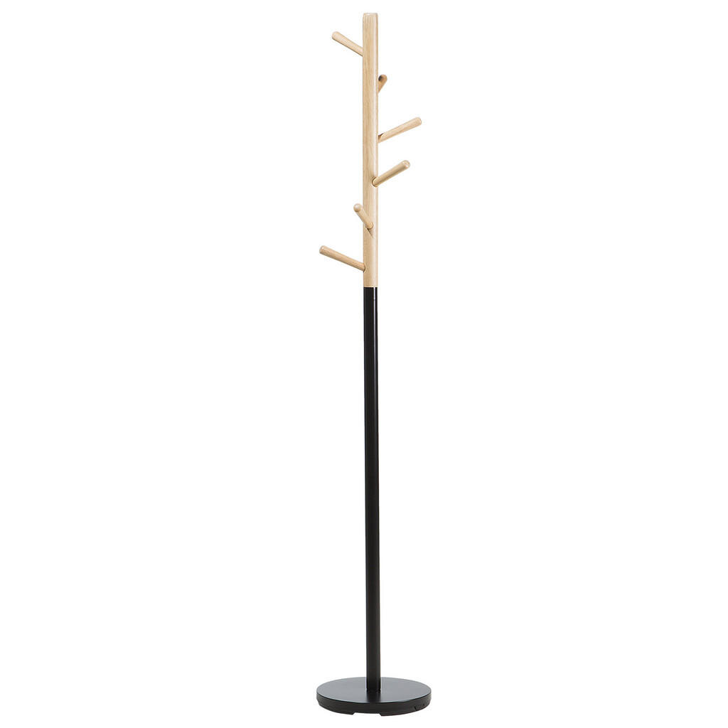 Beliani VĚŠÁK NA ŠATY Borovicové dřevo/Kov světle hnědý/černý 170 cm Aubum