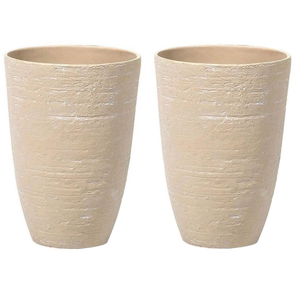 Beliani KVĚTINÁČ sada 2 ks pískově béžový kulatý 35/35/50 cm Camia