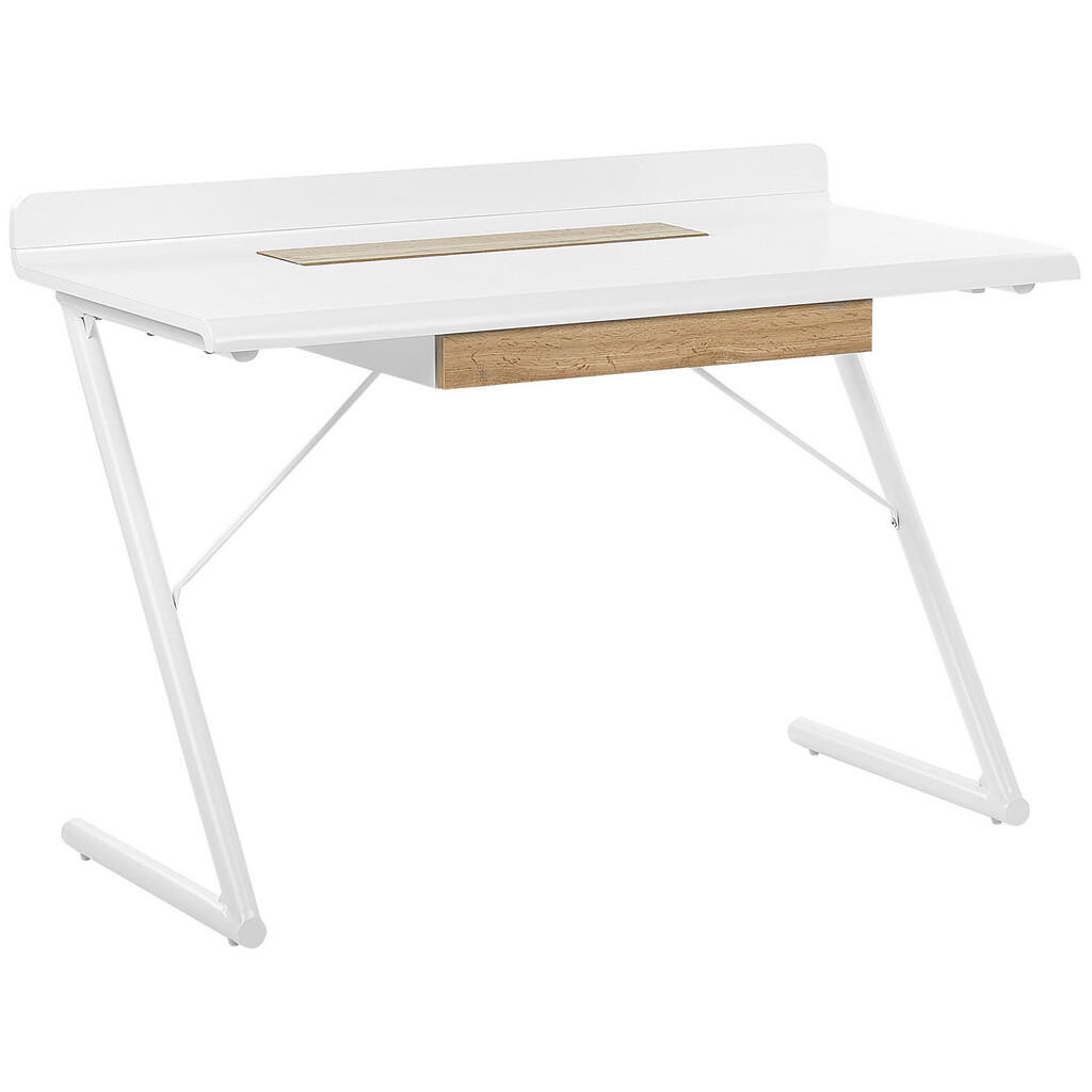 Beliani PSACÍ STŮL bílý/světlejší Odstín dřeva 120/60/84 cm Focus
