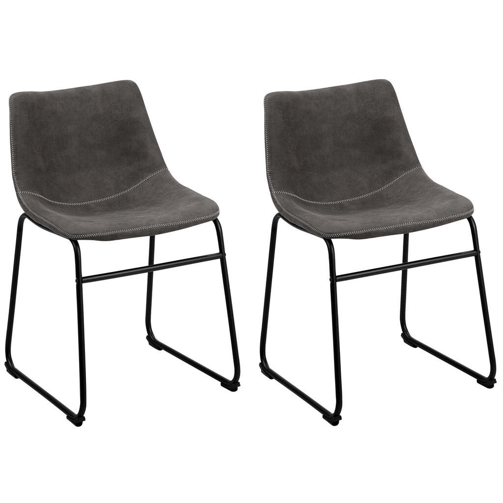 Beliani JÍDELNÍ ŽIDLE sada 2 ks čalounění Šedá Batavia