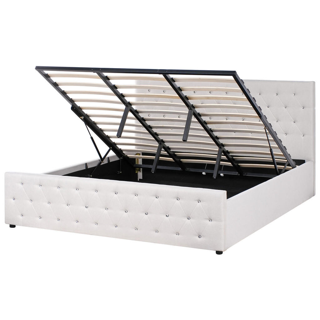 Beliani POSTEL s úložným prostorem 180/200 cm Látka Béžová Amiens