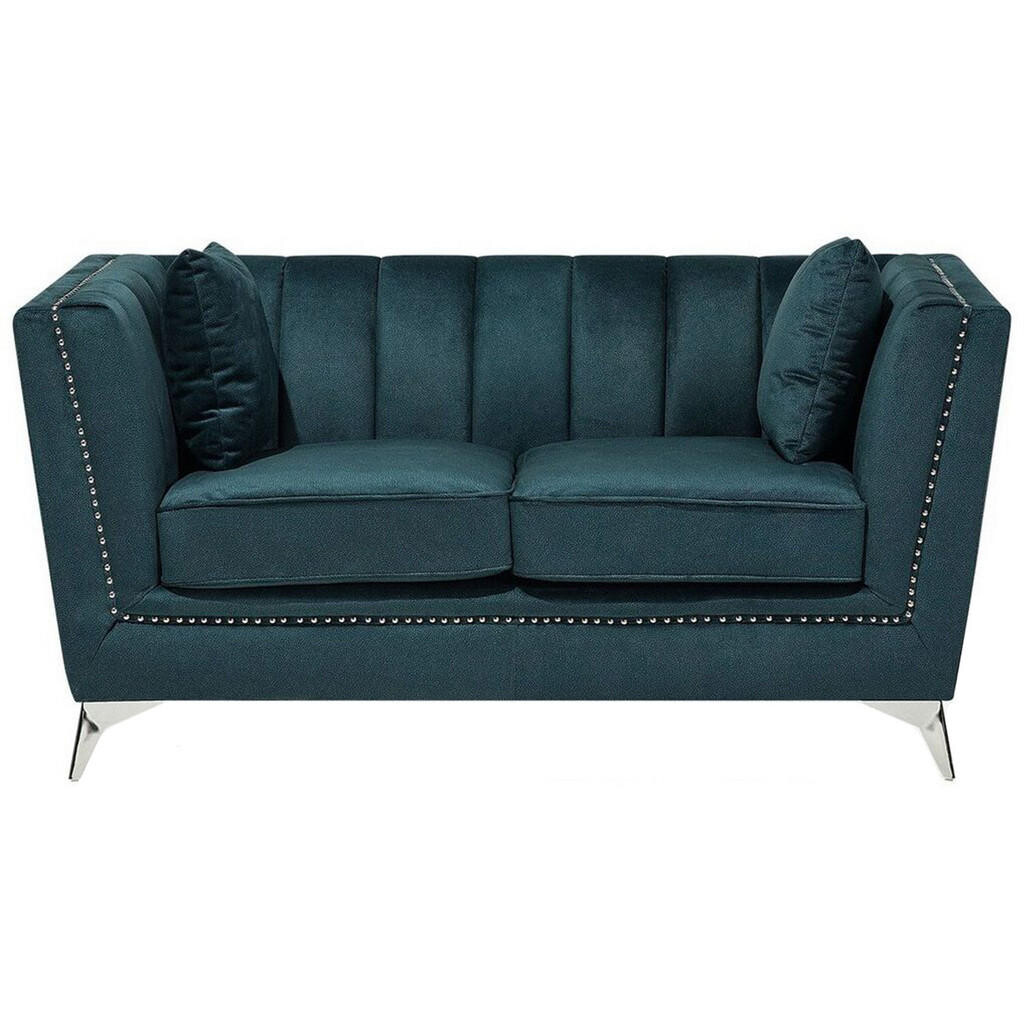 Beliani POHOVKA 2-místná Sametová látka Blau-Grün Gaula